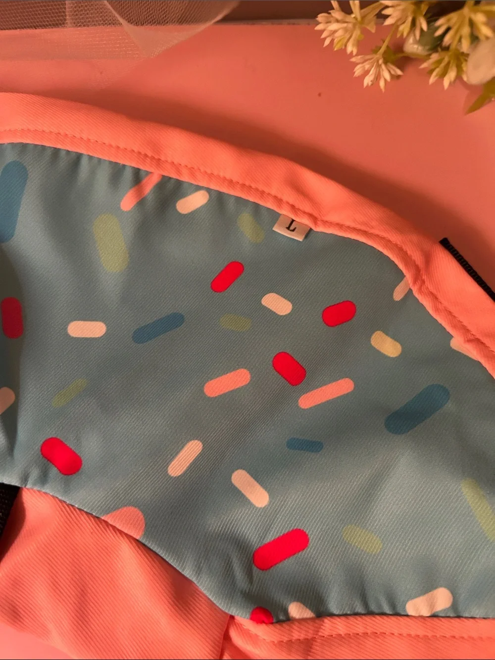 Sprinkle Donut Pattern Dog Inflatable Recovery Collar - Blue & Pink